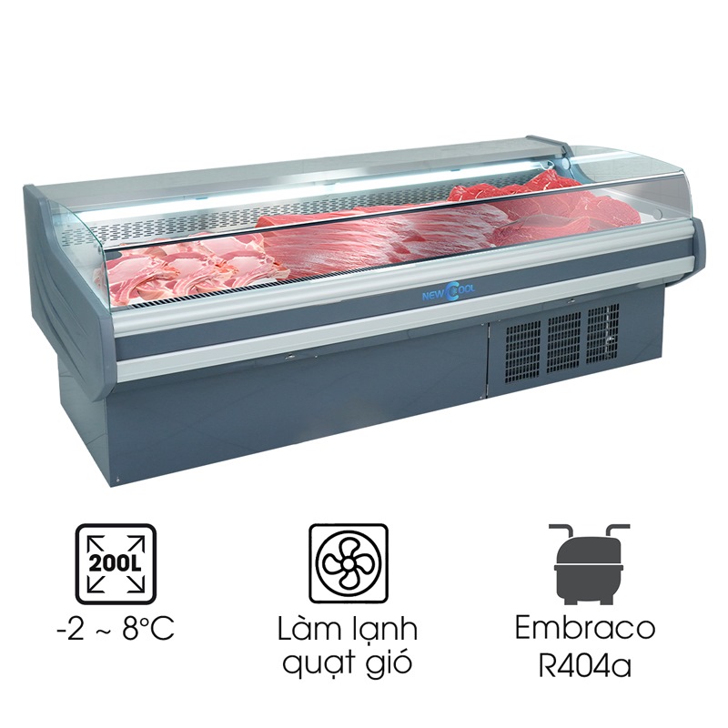 Tủ mát trưng bày thịt cá tươi SXG-2500F (không cửa)