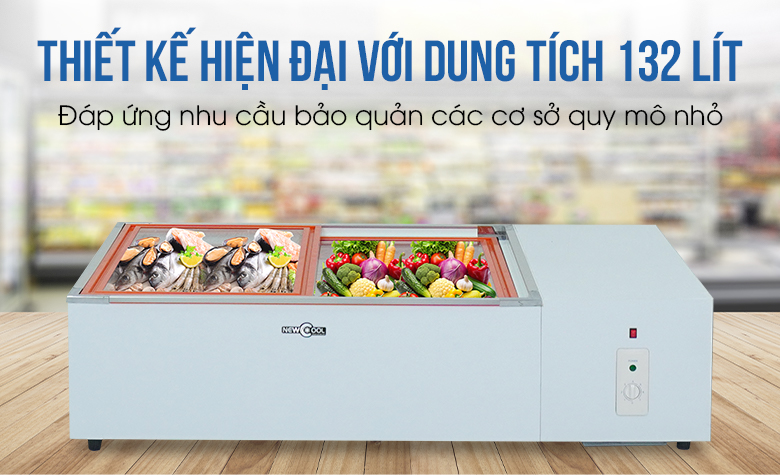 Dung tích 132 lít phù hợp với nhiều cơ sở kinh doanh nhỏ