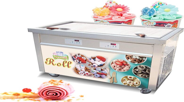 Hình ảnh máy làm kem cuộn Thái Lan