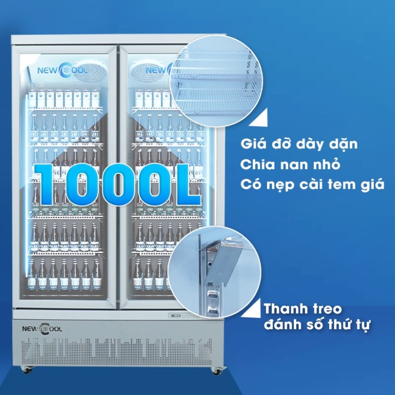 Khoang trưng bày dung tích 1000 lít, sắp xếp được 10 khay (6 tầng)