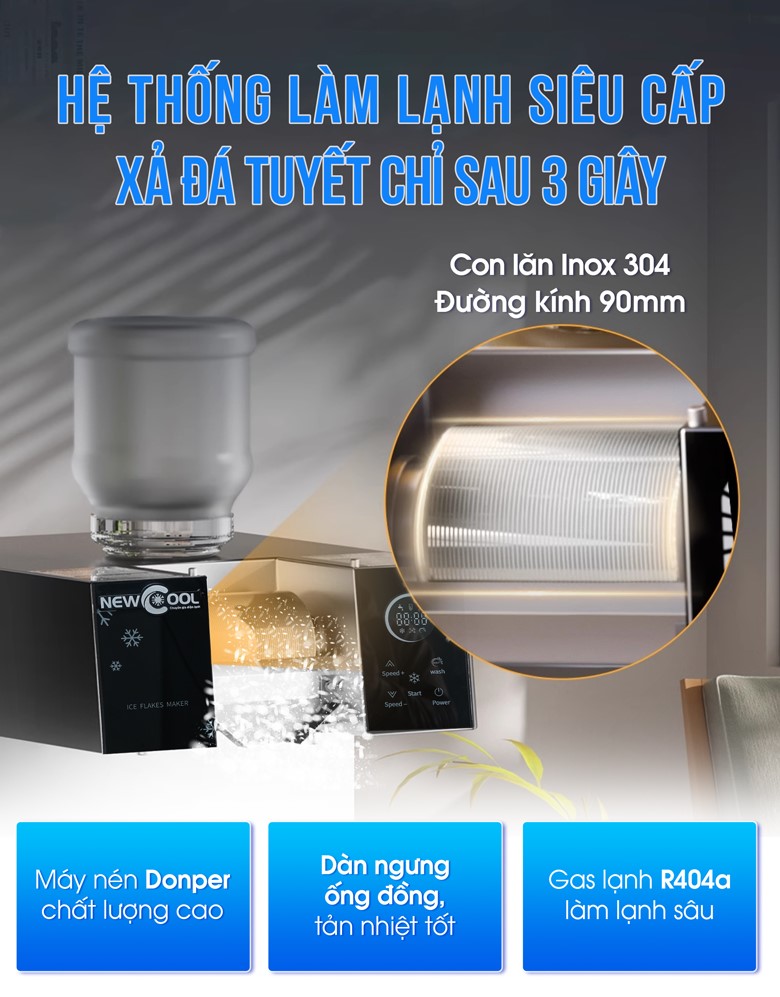 Công nghệ làm lạnh hiện đại, xả đá tuyết chỉ sau 3 giây