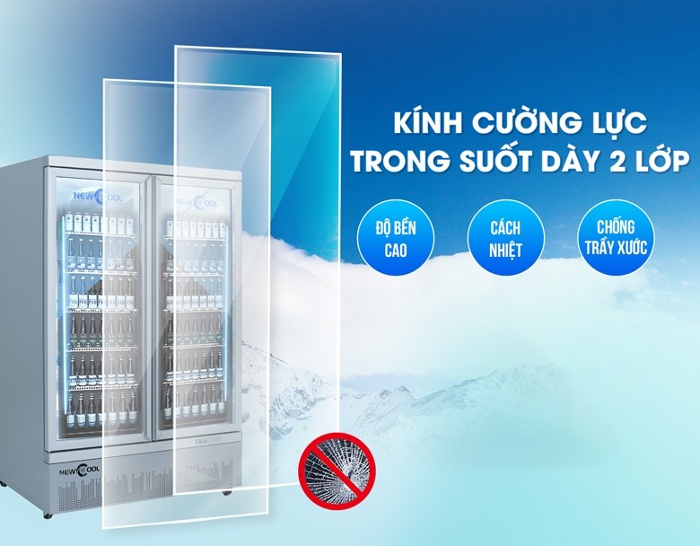 Cánh tủ bằng kính cường lực 2 lớp dày dặn, chịu lực tốt