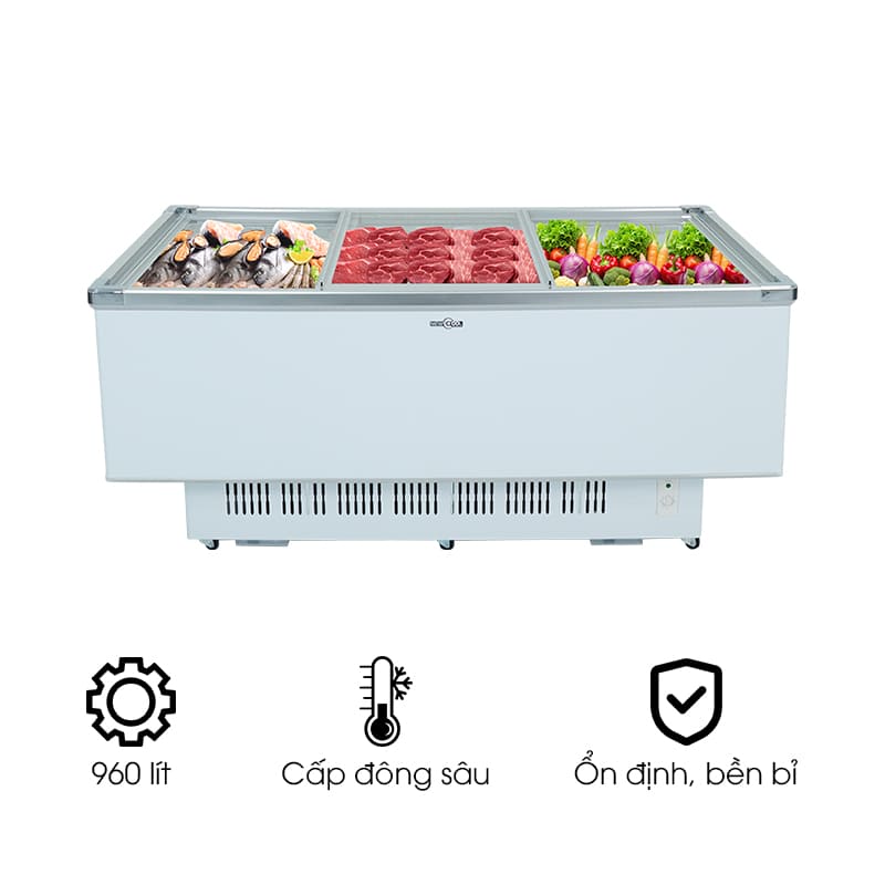 Tủ đông nằm kính phẳng 2m WD4-960 NEWCOOL