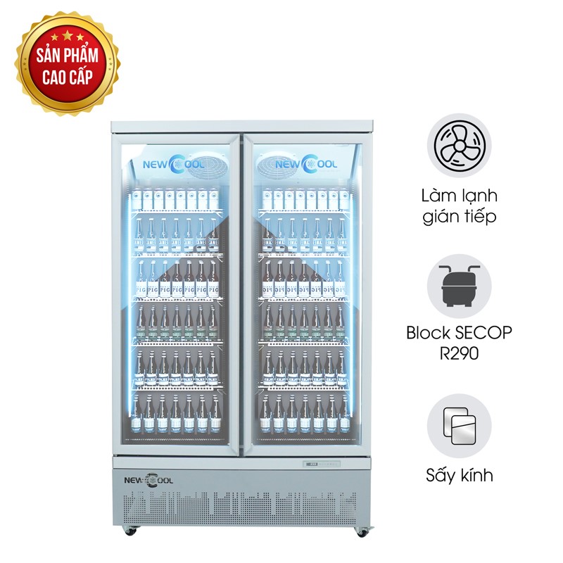 Tủ mát 2 cánh kính cao cấp NEWCOOL KXG-1253 (lốc dưới)