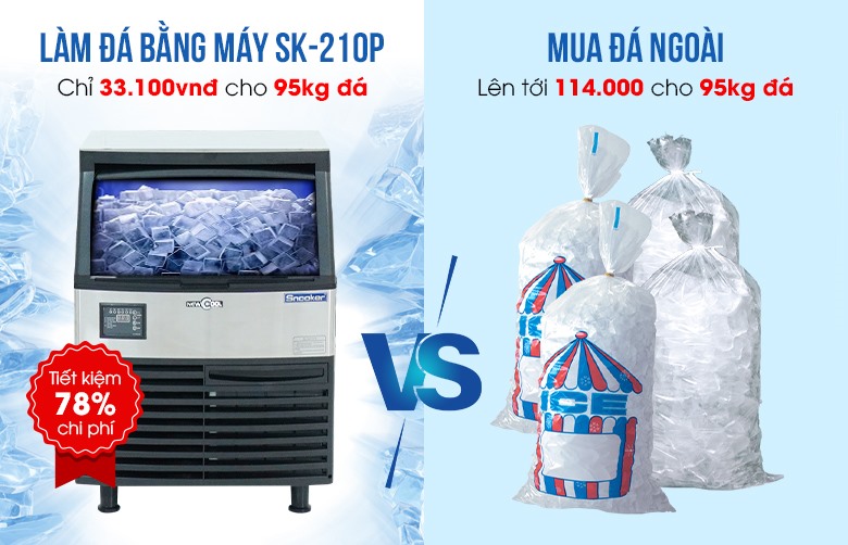 So sánh làm đá bằng máy SK-210P và mua đá bên ngoài