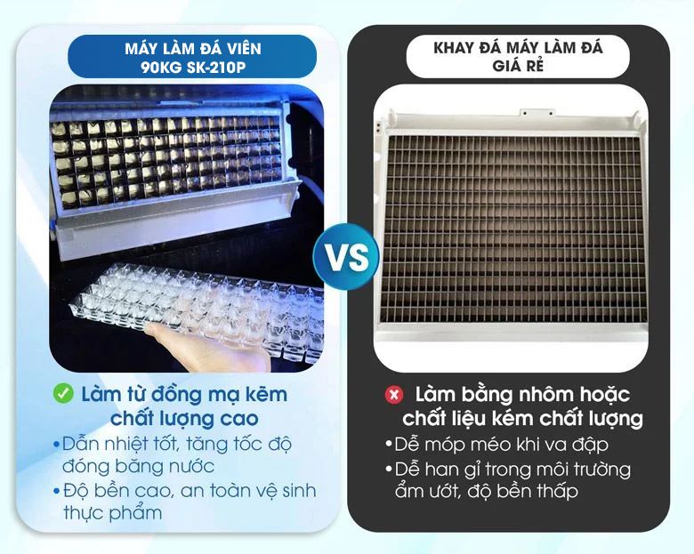 Khay đá bằng đồng mạ kẽm dẫn nhiệt tốt