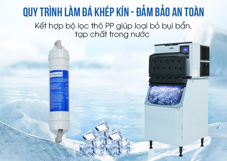 Quy trình làm đá khép kín, sạch sẽ