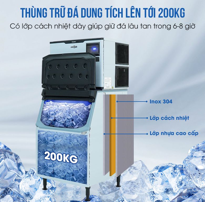 Thùng trữ đá lớn có khả năng cách nhiệt tốt