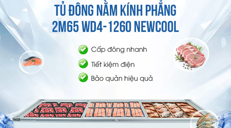 tủ đông trưng bày thịt2,65m WD4-1260