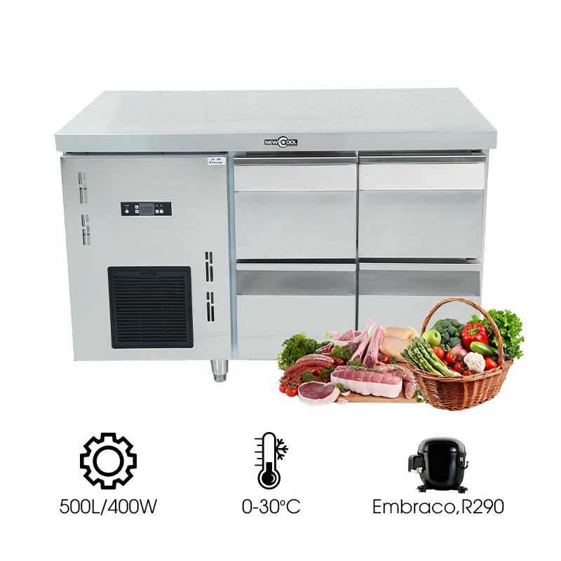 Bàn mát sơ chế 4 ngăn kéo NEWCOOL 1200Z-4T
