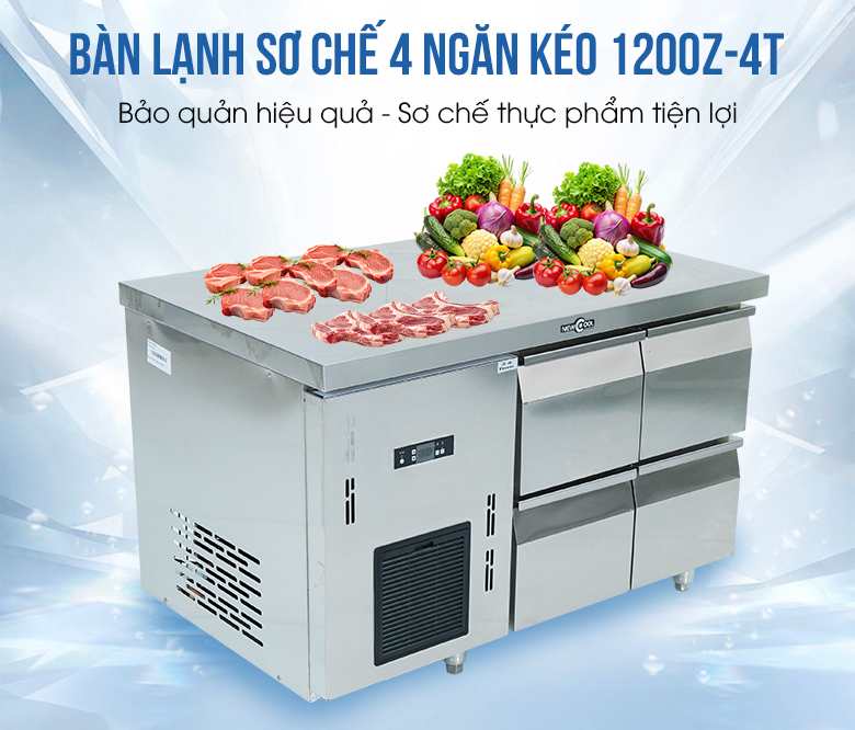Bàn mát sơ chế 4 ngăn kéo 1200Z-4T của NEWCOOOL