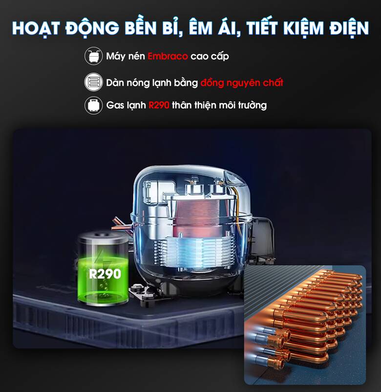 Hệ thống làm lạnh hoạt động hiệu quả, làm lạnh nhanh, sâu