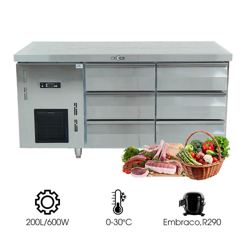 Bàn mát sơ chế 6 ngăn kéo NEWCOOL 1500Z-6T
