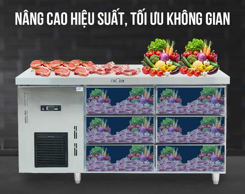 Dạng bàn ngang kết hợp sơ chế và bảo quản đa chức năng