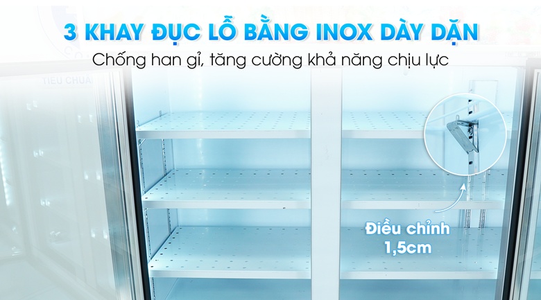 Khay giá đỡ bằng inox chắc chắn, chịu tải trọng lớn