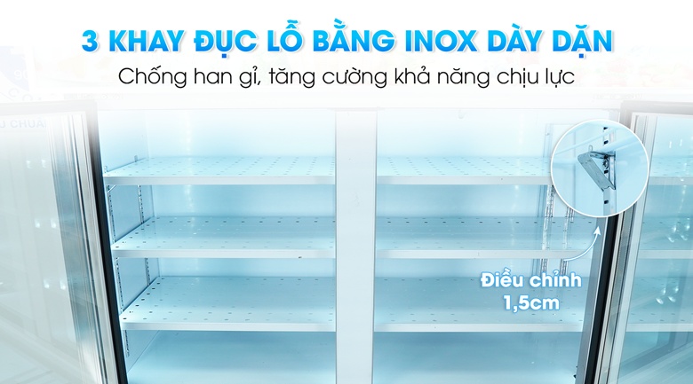 Khay giá đỡ bằng inox chắc chắn, chịu tải trọng lớn