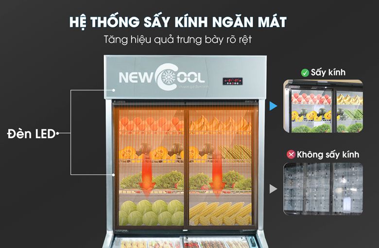 Hệ thống sấy kính ngăn mát, kết hợp đèn LED chiếu sáng