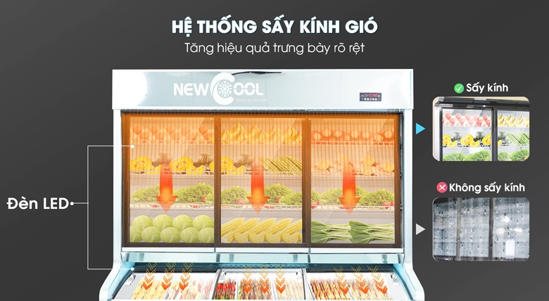 Hệ thống sấy kính gió, kết hợp đèn LED chiếu sáng