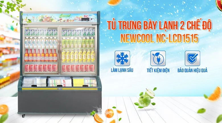 Tủ trưng bày sữa chua 2 chế độ NEWCOOL LCD-1515