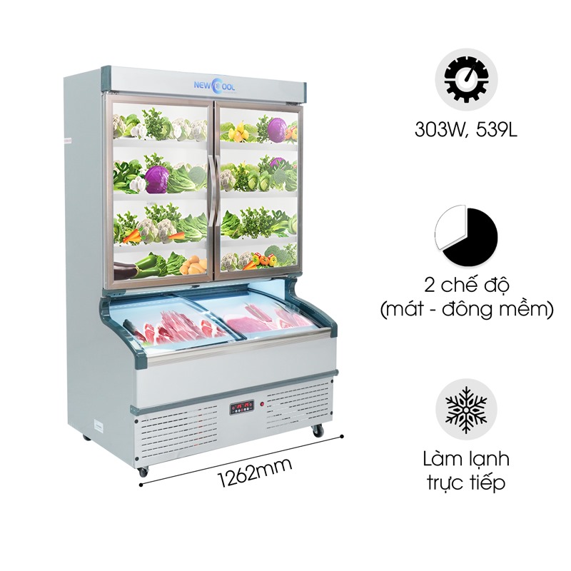 Tủ Trưng Bày 2 Chế Độ 1m3 LMD-1262QK (Mát, Đông Mềm)