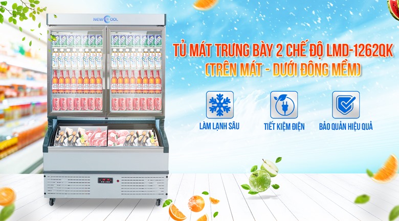 Tủ trưng bày 2 chế độ 1m3 LMD-1262QK (mát, đông mềm) Tủ trưng bày 2 chế độ 1m3 LMD-1262QK (mát, đông mềm)