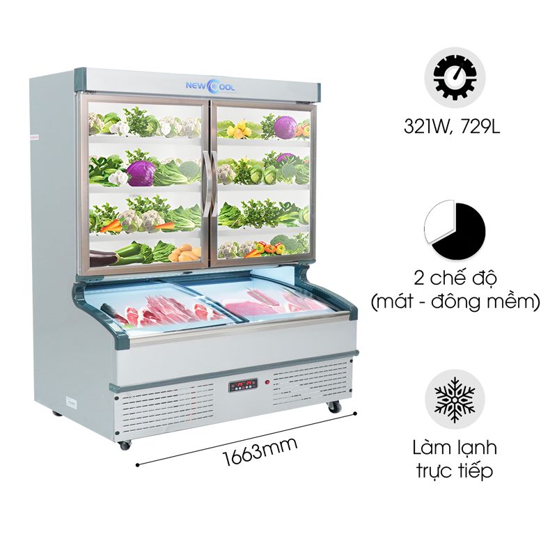 Tủ Trưng Bày 2 Chế Độ 1m7 LMD-1663QK (Mát, Đông Mềm)