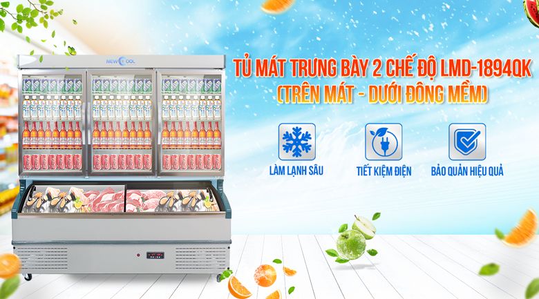 Tủ trưng bày 2 chế độ 1m9 LMD-1894QK (mát, đông mềm) Tủ trưng bày 2 chế độ 1m9 LMD-1894QK (mát, đông mềm)