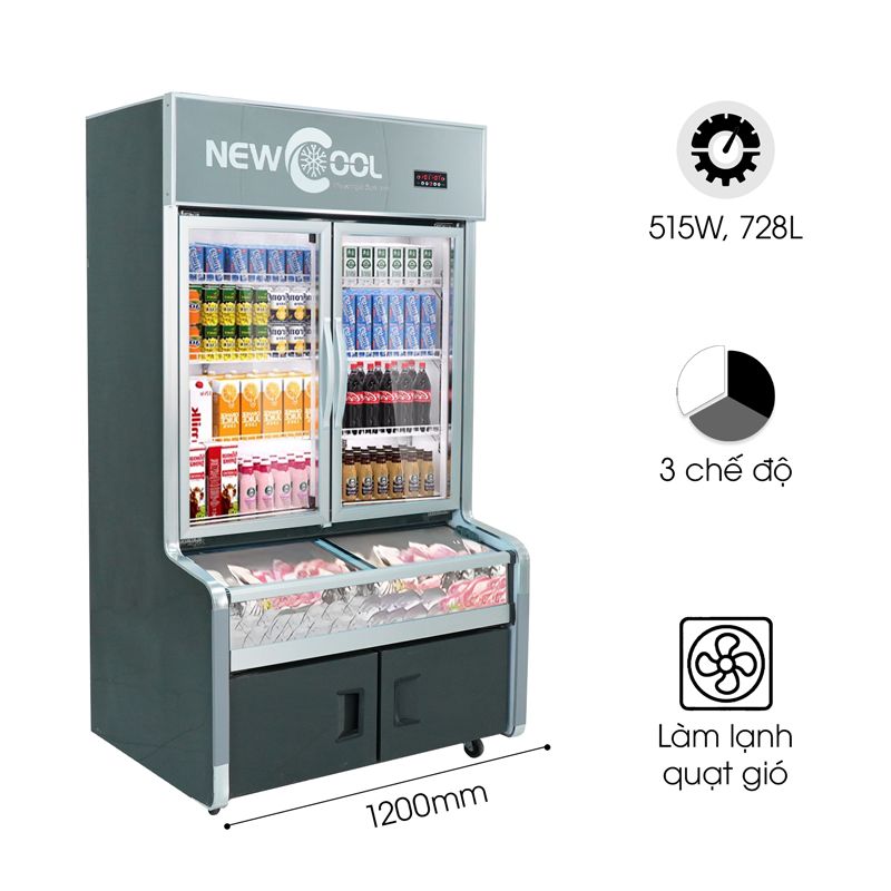 Tủ Trưng Bày 3 Chế Độ 1M2 HY-1200FK (Mát, Đông Mềm, Đông Lạnh)