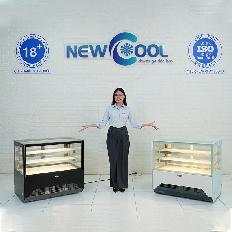 Tủ Trưng Bày Bánh Kem 3 Tầng 90cm Kính Vuông M90 (Đen/Trắng) - 8