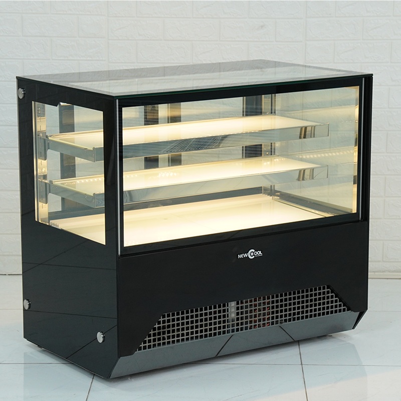 Tủ Trưng Bày Bánh Kem 3 Tầng 90cm Kính Vuông M90 (Đen/Trắng) - 0