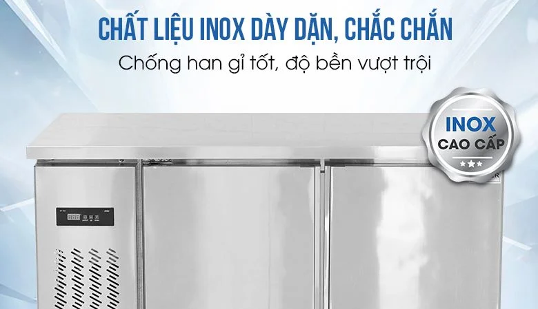 Bàn lạnh NEWCOOL làm từ inox bền và dễ vệ sinh