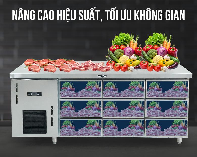Thiết kế 2 trong 1 tích hợp bàn sơ chế và không gian bảo quản