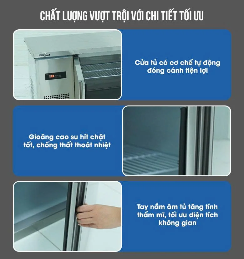 Bảng điều khiển và các chi tiết thiết kế của bàn lạnh