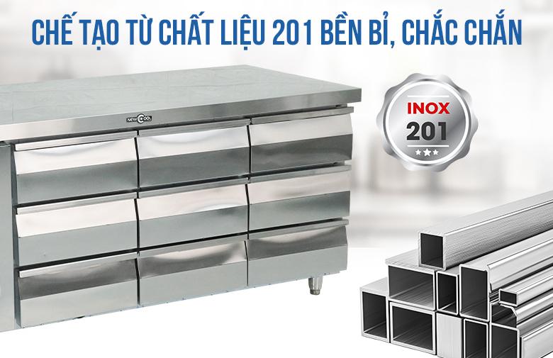 Chất liệu thiết bị sử dụng inox 201 cứng cáp, sáng bóng, bền đẹp