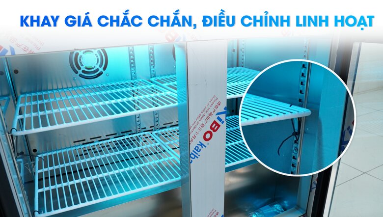 Trang bị khay giá chia khoang lưu trữ thành 3 tầng riêng biệt