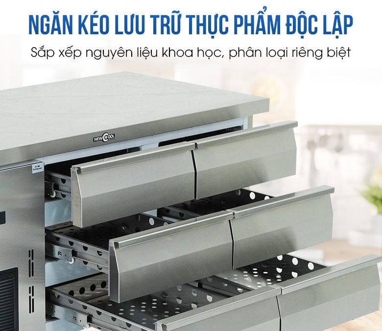 Các ngăn kéo có sức chứa lớn, phân chia rõ ràng