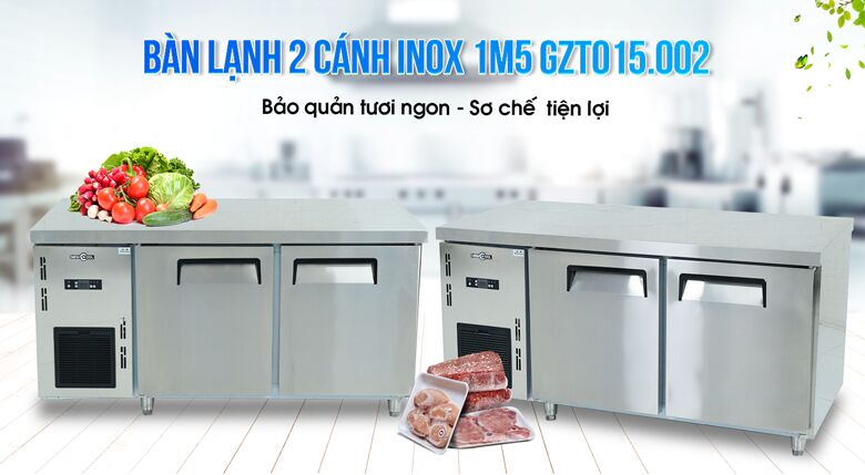 Bàn đông mát 2 cánh inox 1m5 (có quạt gió) GZT015.002