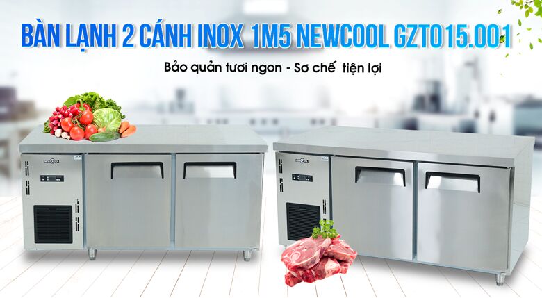 Bàn mát 2 cánh inox 1m5 (có quạt gió) GZT015.001