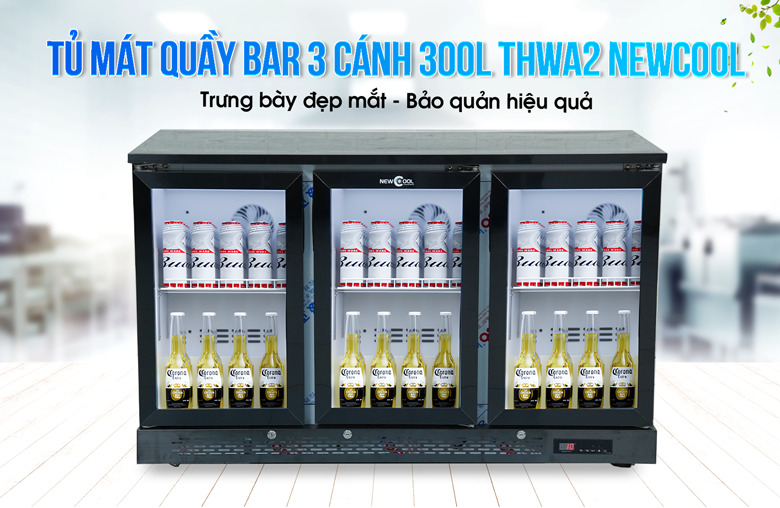 Hình ảnh tủ mát quầy bar 3 cánh 300L THWA3