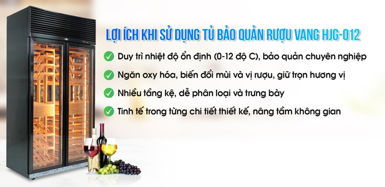 Lợi ích khi sử dụng Tủ mát trưng bày rượu vang 2 cánh HJG-012