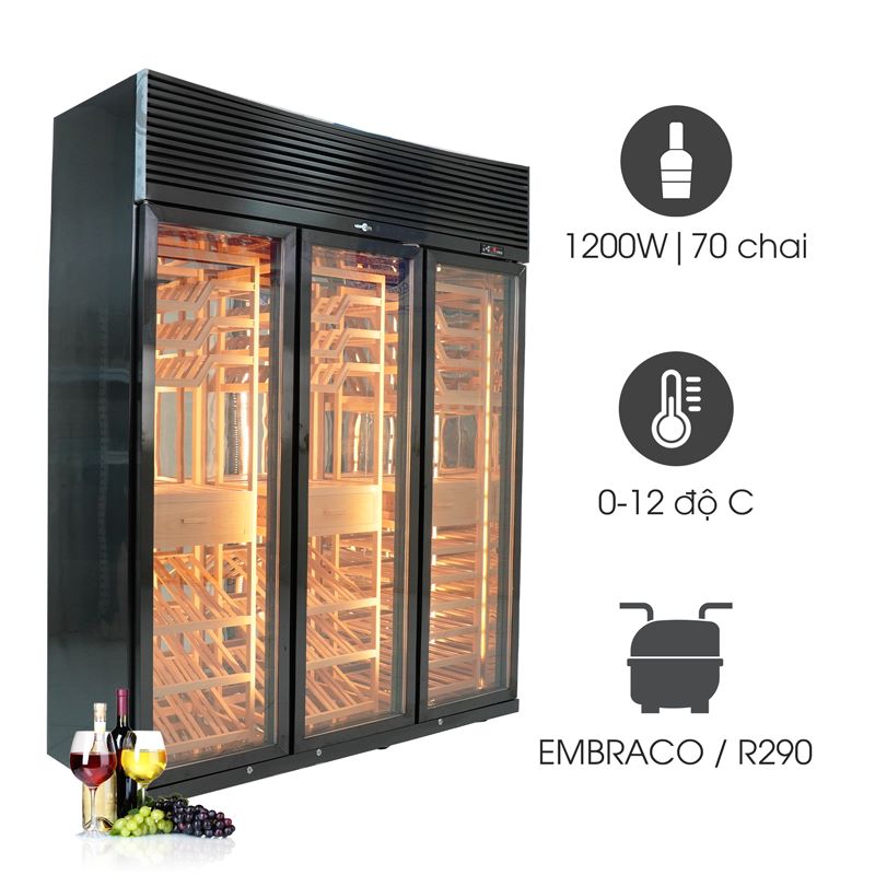 Tủ trưng bày rượu vang 3 cánh HJG-018