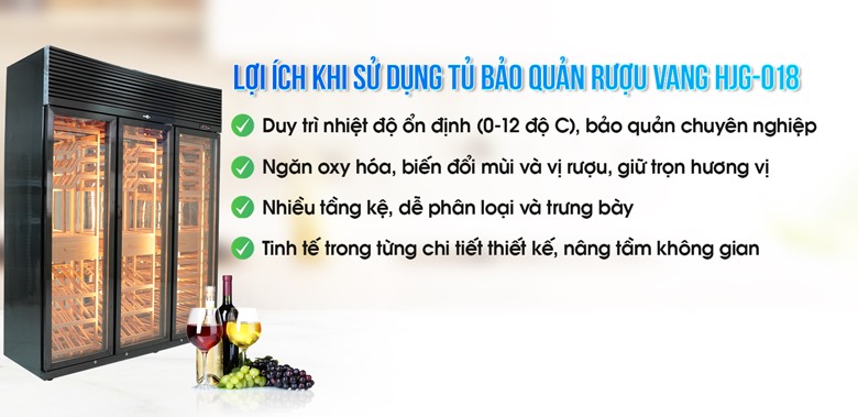 Lợi ích tủ trưng bày rượu vang 3 cánh HJG-018