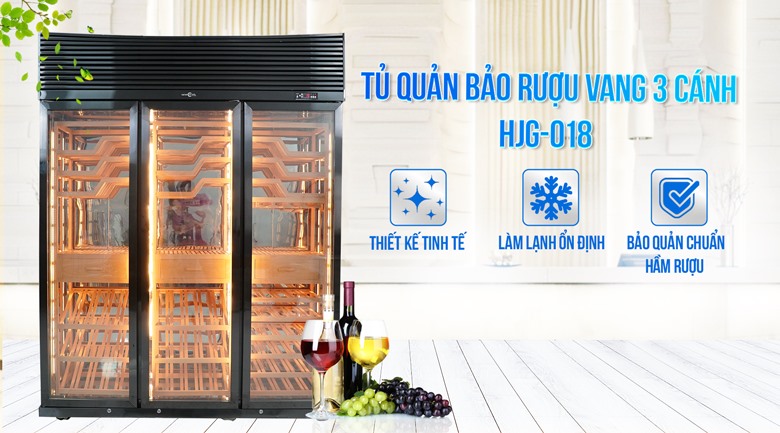 Tủ trưng bày rượu vang 3 cánh HJG-018