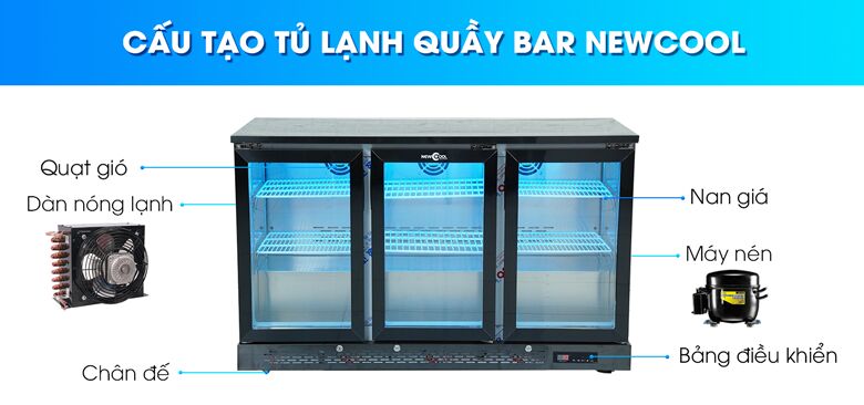 Cấu tạo chung của một chiếc tủ lạnh quầy bar