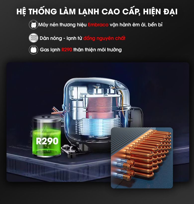 Hệ thống làm lạnh cao cấp, duy trì nhiệt ổn định