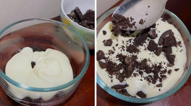 hướng dẫn làm kem oreo, trộn hỗn hợp