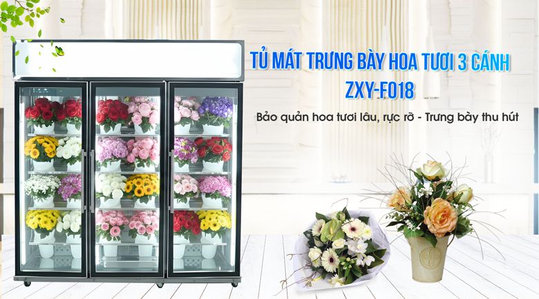 Tủ mát trưng bày hoa tươi 3 cánh ZXY-F018