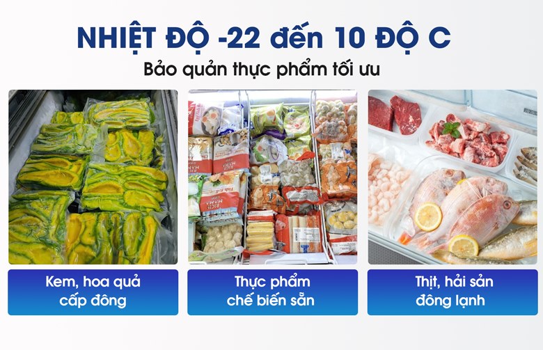 Dải nhiệt rộng, bảo quản thực phẩm tối ưu