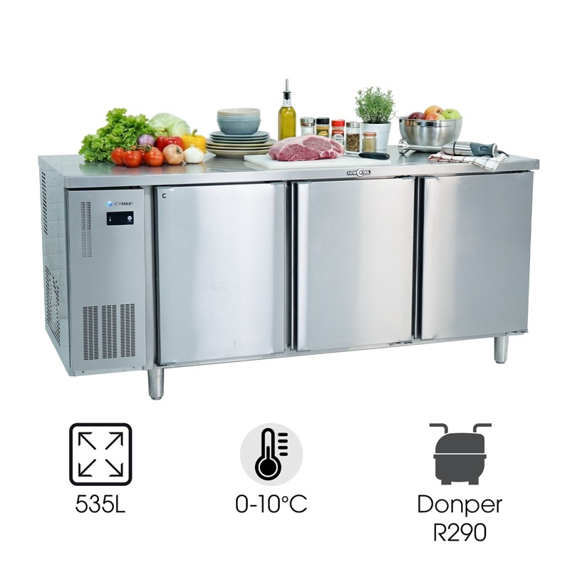 Tủ bàn mát Icymax 3 cánh inox 1800x750 ICR-3S187