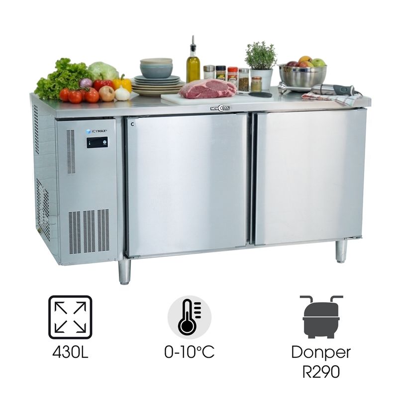Tủ bàn mát Icymax 2 cánh inox 1500x750 ICR-2S157